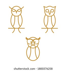 Vector Set of outline owls. Owl outline icons collection.