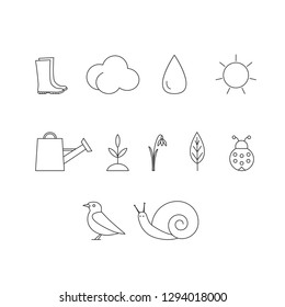 Vector set of outline spring icons. Spring vector symbols.