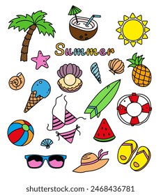 Conjunto de Vector con pegatinas de verano
