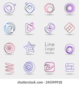 Vector set of outline thin  logos templates. EPS 10