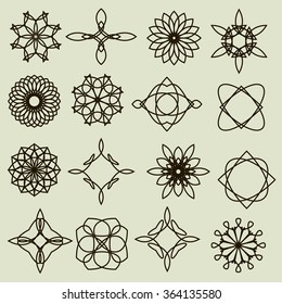 Vector set of outline vintage emblems and badges