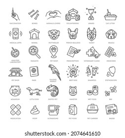 vector set, Outline web icon set - pet, vet, pet shop, types of pets