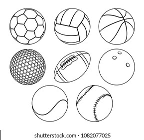 Similar Images, Stock Photos & Vectors of Ball sketch set simple ...