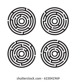Vector set of oval labyrinth. Isolated on white background. 