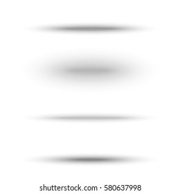 Vector set of oval shadows isolated on white background for tab dividers and objects.