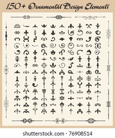 Vector set of over 150 exquisite ornamental and page decoration design elements.