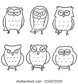 vector set of owls