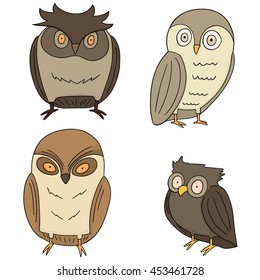 vector set of owls