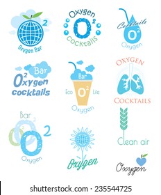 Vector set oxygen and oxygen cocktail