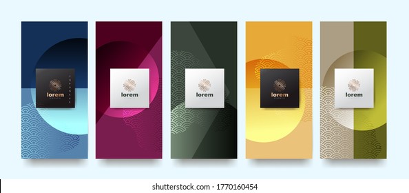 vector set packaging abstract arts background templates.Line pattern in Asian style with Japanese pattern.