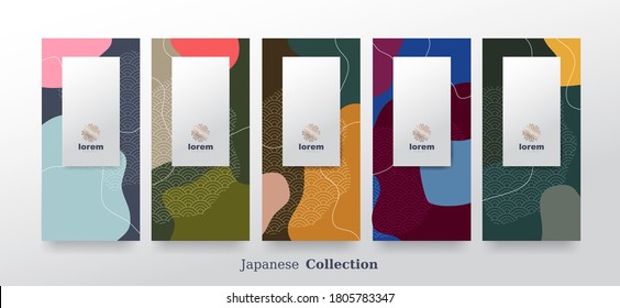 vector set packaging abstract arts background templates.Line pattern in Asian style with Japanese pattern.