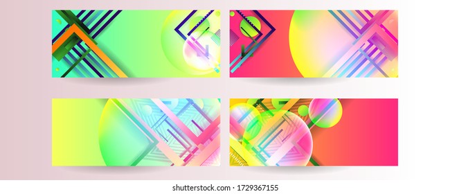 Conjunto vectorial de plantillas de diseño de empaque marcos de color verde elementos geométricos simples con puntos y formas redondeadas de color líquido material eps10 vector