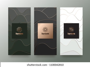 Vector set packaging templates with abstract texture for luxury products.logo design with trendy linear style.vector illustration