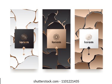 Vector set packaging templates with abstract texture for luxury products.logo design with trendy linear style.vector illustration