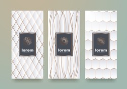 Vector Set Packaging Templates With Different Texture For Luxury Products.logo Design With Trendy Linear Style.vector Illustration
