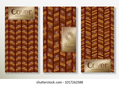 Vector set packaging templates with different colors for luxury products background. Glamour luxury cover design with trendy linear style and golden title frame. Glam artwork for flyer.