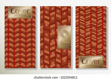 Vector set packaging templates with different colors for luxury products background. Glamour luxury cover design with trendy linear style and gold text frame. Royal artwork for poster.