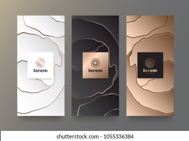 Vector set packaging templates with different texture for luxury products.logo design with trendy linear style.vector illustration