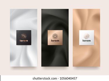 Vector set packaging templates with different texture for luxury products.logo design with trendy linear style.vector illustration - Shutterstock ID 1056040457