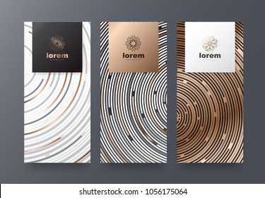 Vector set packaging templates with different texture for luxury products.logo design with trendy linear style.vector illustration