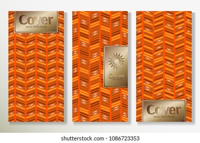 Vector set packaging templates with different colors for luxury products background. Glamour luxury cover design with trendy linear style and golden text frame. Decorative artwork for brochure.