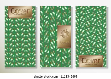 Vector set packaging templates with different colors for luxury products background. Glamour luxury cover design with trendy linear style and gold text frame. Premium artwork for front.
