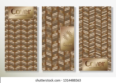 Vector set packaging templates with different colors for luxury products backdrop. Glamour luxury cover design with trendy linear style and golden text frame. Glam artwork for menu.