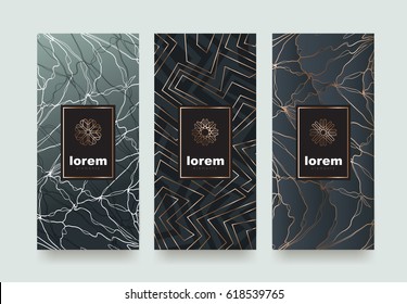 Vector set packaging templates with different texture for luxury products.logo design with trendy linear style.vector illustration