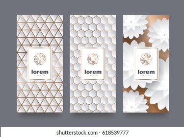 Vector set packaging templates with different texture for luxury products.logo design with trendy linear style.vector illustration