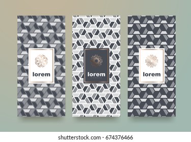 Vector set packaging templates with different texture for luxury products.logo design with trendy linear style.vector illustration