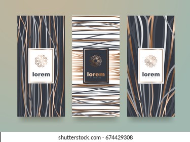 Vector set packaging templates with different texture for luxury products.logo design with trendy linear style.vector illustration