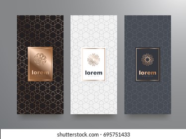Vector set packaging templates with different texture for luxury products.logo design with trendy linear style.vector illustration