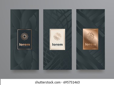 Vector set packaging templates with different texture for luxury products.logo design with trendy linear style.vector illustration