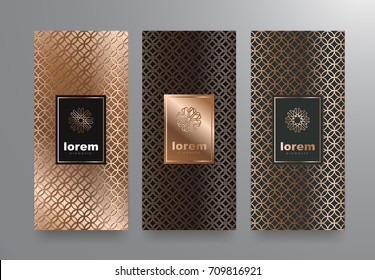 Vector set packaging templates with different texture for luxury products.logo design with trendy linear style.vector illustration