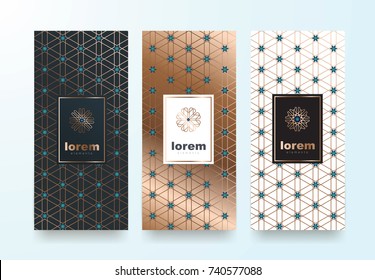 Vector set packaging templates with different texture for luxury products.logo design with trendy linear style.vector illustration Vector set packaging templates with different texture for luxury products.logo design with trendy linear style.vector illustration
