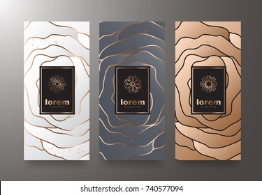 Vector set packaging templates with different texture for luxury products.logo design with trendy linear style.vector illustration