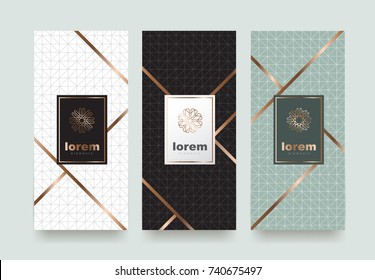 Vector set packaging templates with different texture for luxury products.logo design with trendy linear style.vector illustration