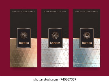 Vector set packaging templates with different texture for luxury products.logo design with trendy linear style.vector illustration