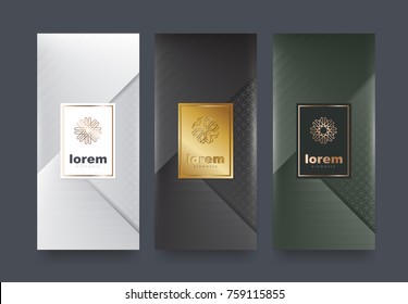 Vector set packaging templates with different texture for luxury products.logo design with trendy linear style.vector illustration