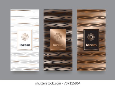 Vector set packaging templates with different texture for luxury products.logo design with trendy linear style.vector illustration Vector set packaging templates with different texture for luxury products.logo design with trendy linear style.vector illustration
