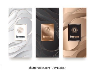 Vector set packaging templates with different texture for luxury products.logo design with trendy linear style.vector illustration - Shutterstock ID 759115867