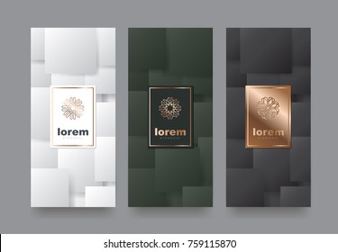 Vector set packaging templates with different texture for luxury products.logo design with trendy linear style.vector illustration
