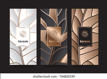 Vector set packaging templates with different texture for luxury products.logo design with trendy linear style.vector illustration