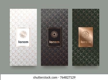 Vector set packaging templates with different texture for luxury products.logo design with trendy linear style.vector illustration