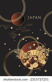 Conjunto de vectores plantillas de empaque japonés de productos de lujo o premium de la naturaleza.diseño de logotipo con estilo lineal de moda.vale, volante, folleto.Portada del libro de menú ilustración vectorial estilo japón.