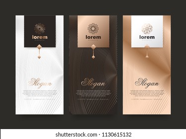 Vector set packaging templates nature luxury or premium products.logo design with trendy linear style.voucher discount, flyer, brochure.book cover vector illustration.greeting card background.