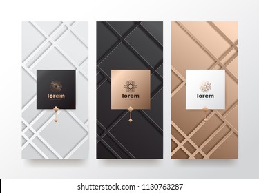 Vector set packaging templates nature luxury or premium products.logo design with trendy linear style.voucher discount, flyer, brochure.book cover vector illustration.greeting card background. Vector set packaging templates nature luxury or premium products.logo design with trendy linear style.voucher discount, flyer, brochure.book cover vector illustration.greeting card background.