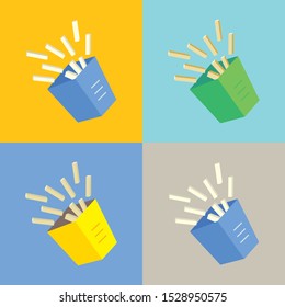 Vector Set of Packed Potatoes French Fries