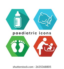A vector set of paediatric icons, An illustration of paediatric logo creations, Icons of children treatment