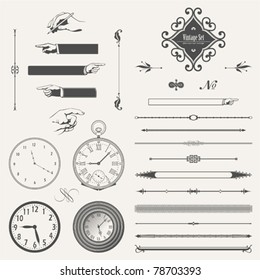 vector set: page decoration and pocket watches